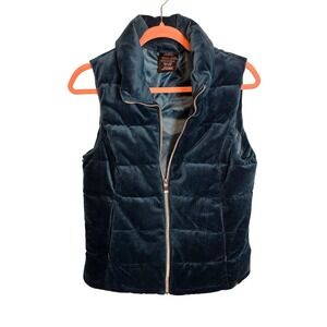 ZeroXposur Womens Teal Velvet Puffer Vest Quilted Full Zip M9J3006 Small